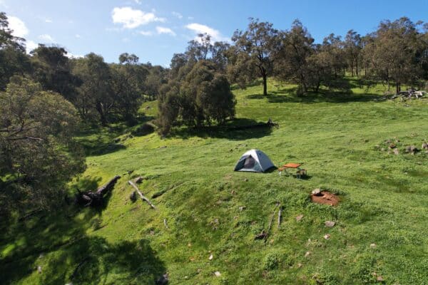 Stunning camp site on Jacaranda Hill farm just south of Perth